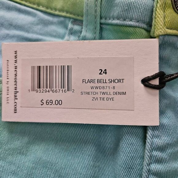 3/$15 WeWoreWhat Tie Dye Flare Denim Short Size 24 - Picture 5 of 9